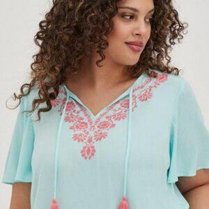 Torrid Embroidered Gauze Blouse NWOT Size 6